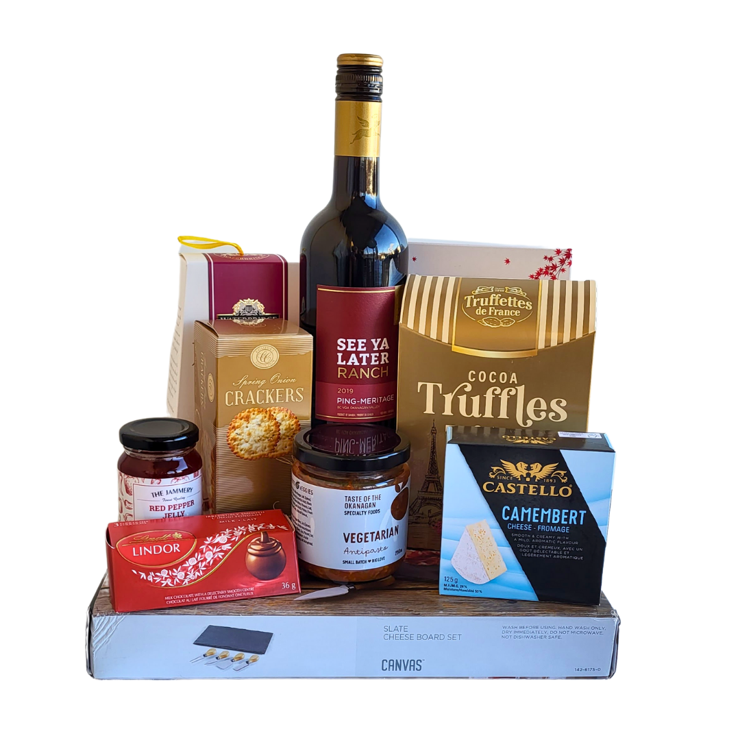 Slate, Wine and Cheese Gift Basket Kelowna Baskets